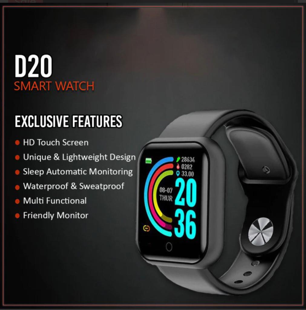 D20 Ulta Smart Watch Heart Rate Blood Pressure Oxygen Reloj Intelligent Smart Bracelet ( random color)