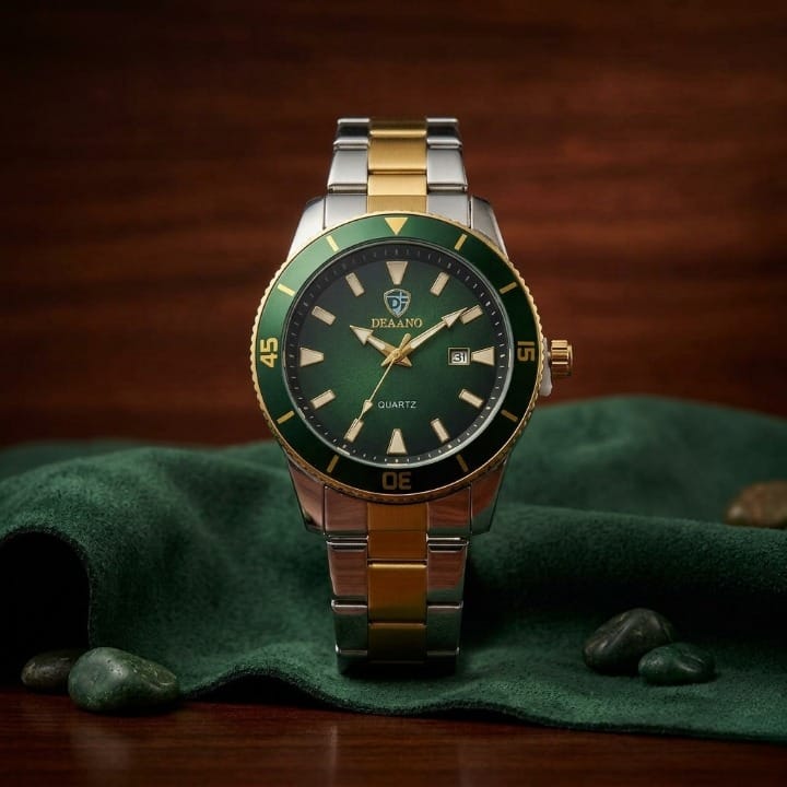 Premium Men's Stainless Steel Quartz Watch -  Classic Dial Luxury Business Watch With Date Display