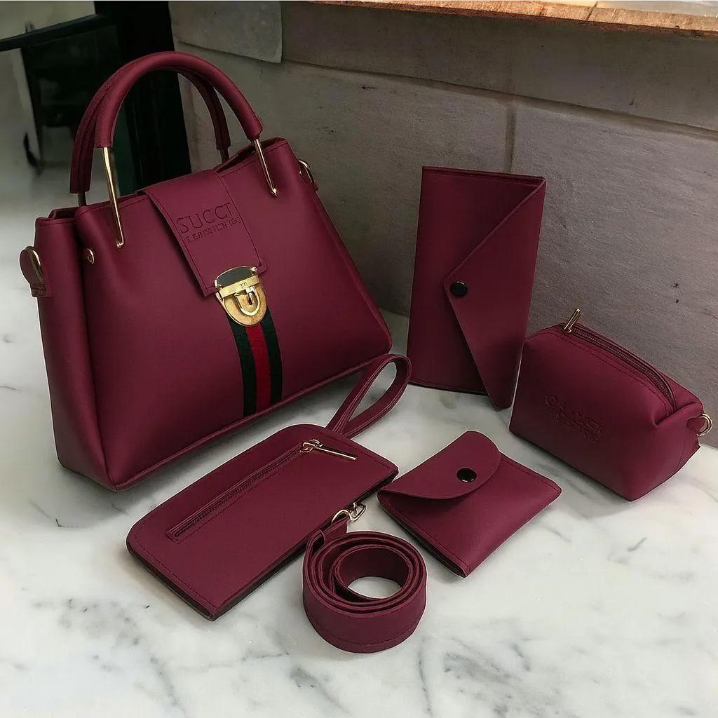 5 Pieces Handbag Set | Stylish Woman's Bags | Shoulder, Tote,  Crossbody & Wallet Combo